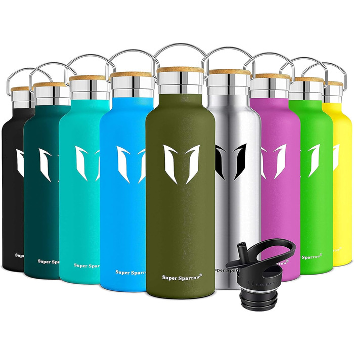 Термос-бутилка Super Sparrow 1000 мл з нержавіючої сталі, герметична, BPA-free, для газованої води, спорту, дітей, школи, фітнесу, кемпінгу