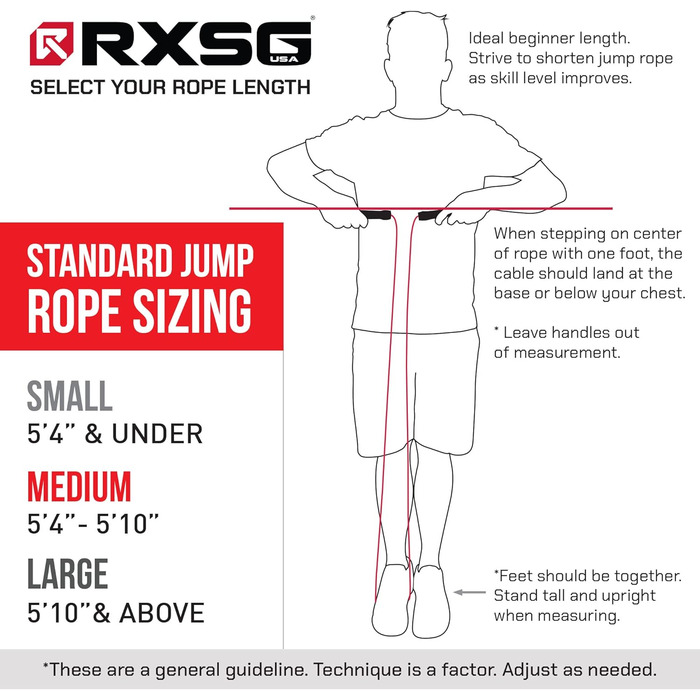 Стрибкове канат Rx Smart Gear з ергономічними ручками, зварочне поліпропіленове канат для фітнесу та тренувань, кардіотренувань, WOD. Підходить для чоловіків та жінок (Чорний, S)