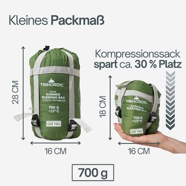 Сплячий мішок Trinordic 700g Ultraleicht – для дорослих, кемпінг, походи, bikepacking, подорожі