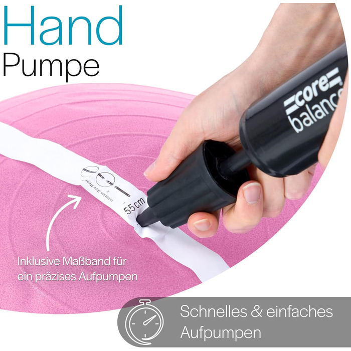 Фітнес-м'яч Core Balance для йоги, фітнесу та вагітності, 55/65/75/85 см, з насосом, рожевий