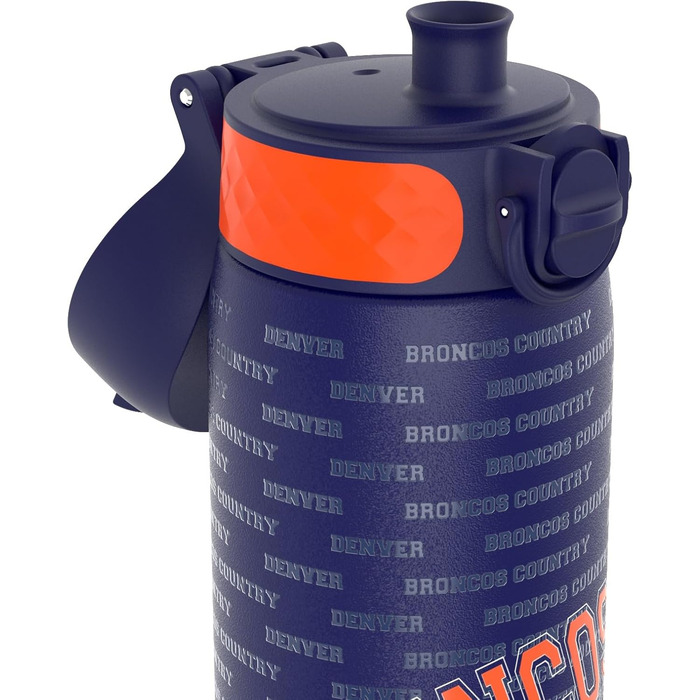 Пляшка для води Ion8 500 мл з нержавіючої сталі NFL Broncos, герметична, зручна для однієї руки, з кришкою, легка у догляді, для спорту та подорожей