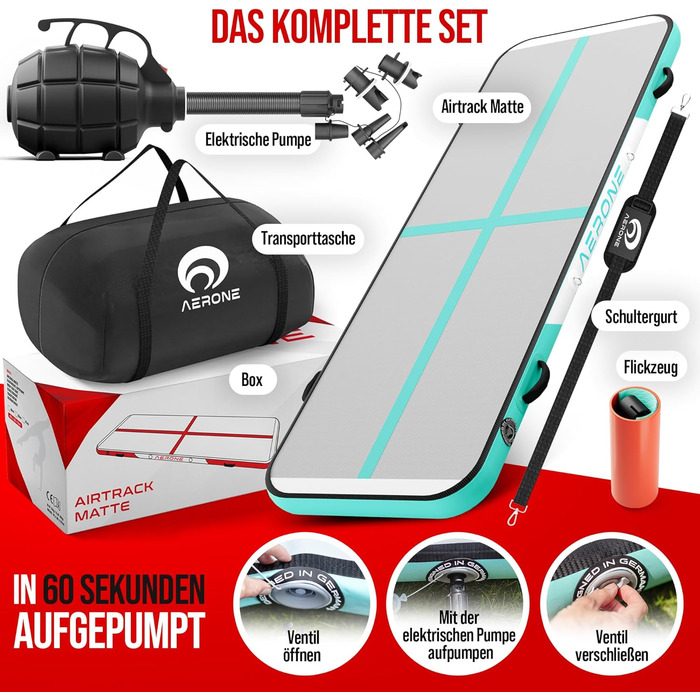 Надувний килимок для гімнастики Airtrack - 3м, 4м, 5м, 6м | Килимок для акробатики, гімнастики вдома та на вулиці | Airtrack