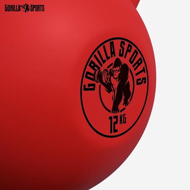 Гиря GORILLA SPORTS 12 кг з вініловим покриттям, чавунна, для фітнесу та силових тренувань