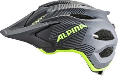 Дитячий велосипедний шолом Alpina Carapax JR з сіткою від комах та LED-підсвіткою, легкий і міцний, чорний-неон-жовтий, 51-56 см