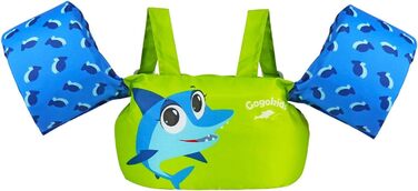 Надувні рукавики для плавання Gogokids Green Shark для дітей 2-6 років (15-30 кг)
