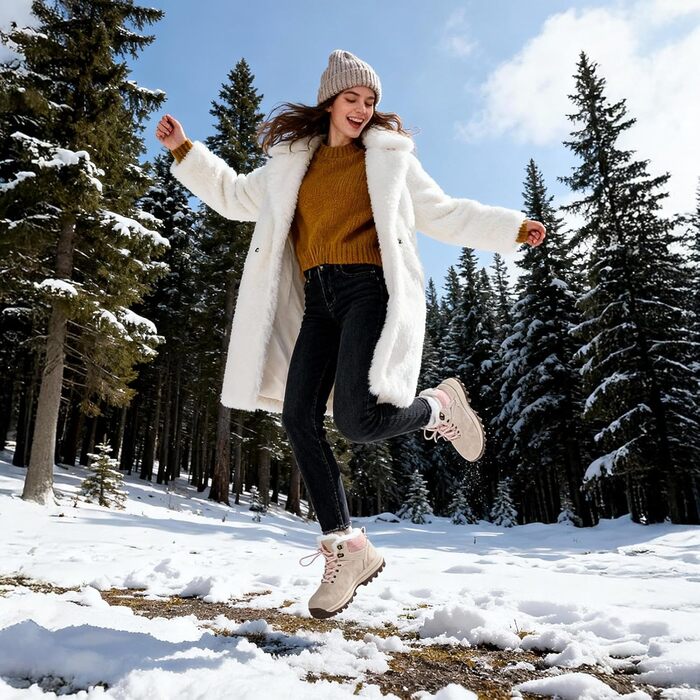 Зимові черевики Mishansha для жінок та чоловіків. Водонепроникні трекінгові черевики, теплі, утеплені, розмір 36-48 (41 EU, персиковий)