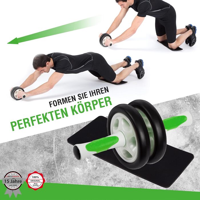 Ролер для пресу Ultrasport AB Roller з килимком для колін, тренажер для пресу для чоловіків та жінок, компактний, для сеньйорів, білий/рожевий