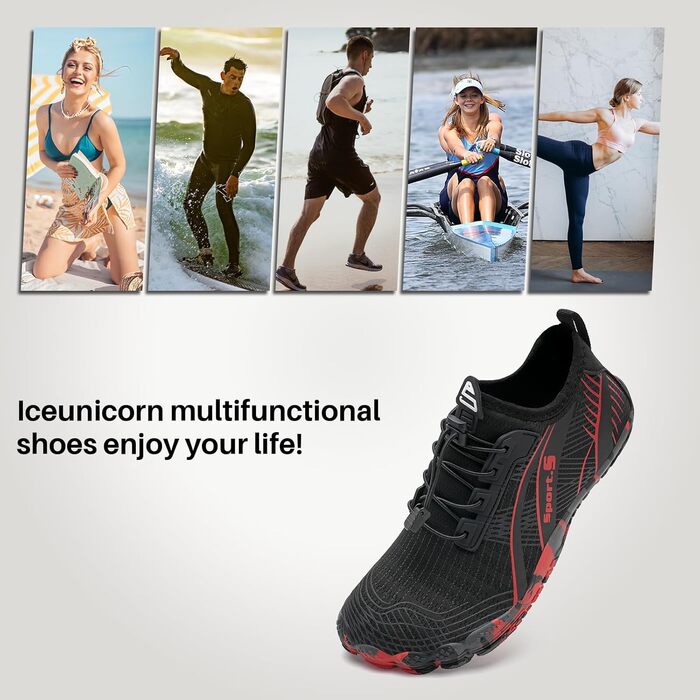 Легкі шкарпеткові кросівки IceUnicorn для чоловіків та жінок. Шкарпетки-кросівки, аквашузи, фітнес-кросівки, пляжні та плавальні кросівки. Розмір 43 EU, чорний колір.