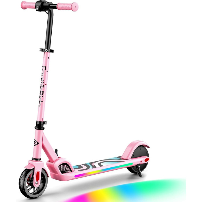 Дитячий електросамокат FanttikRide C9 Pro з регульованою висотою, LED-дисплеєм, барвистим підсвічуванням, складний, для хлопчиків і дівчаток від 8 років, швидкість до 16 км/год, запас ходу 8 км