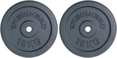 Комплект млинців для штанги Train Hard, чавунні, 2×15 кг, отвір 30/31 мм