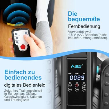 Еліптичний тренажер під стіл EM-03: електричний велотренажер для сидіння з пультом, міні-степер, регульована швидкість, для людей похилого віку та дорослих (блакитний)