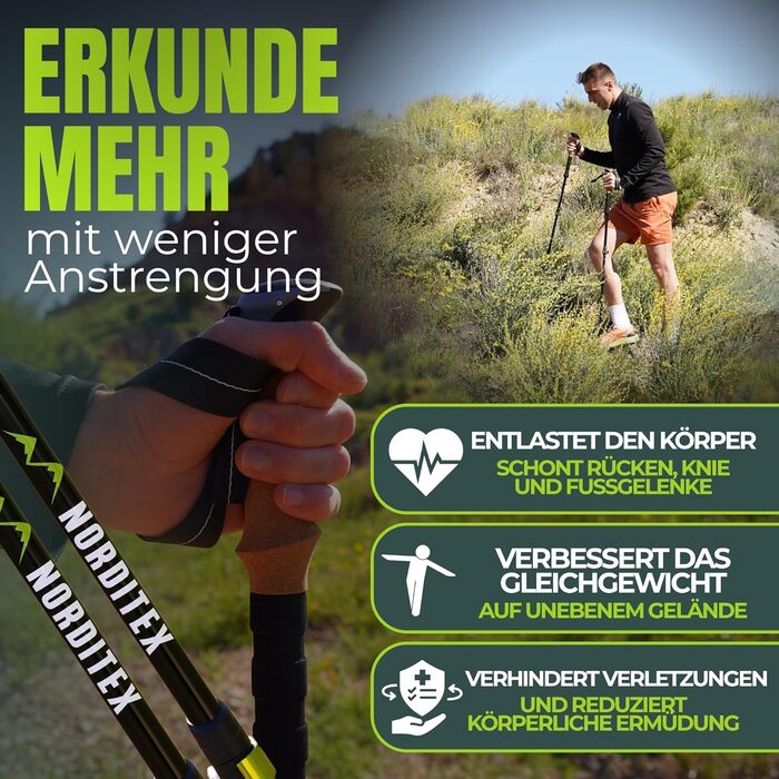 Телескопічні трекінгові палиці з алюмінію для скандинавської ходьби та гірських походів, ультралегкі, регульовані (для чоловіків та жінок) з аксесуарами та сумкою