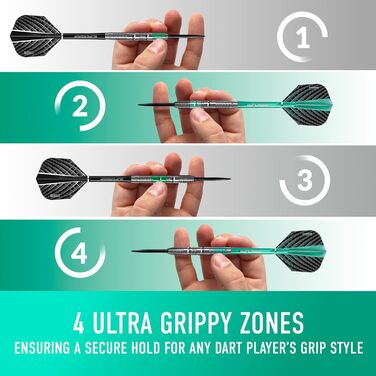 Дартси Harrows NX Elite 90% вольфрам, стальні наконечники, 21-26 г, комплект 17 в 1 з Supergrip, Quantum Flights і кейсом