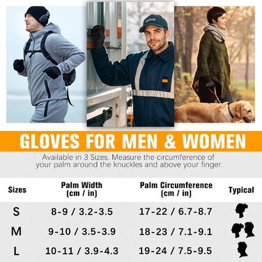 Рукавички для їзди на велосипеді, бігу та хайкінгу: теплі, непромокаючі, з антиковзаючою поверхнею та підтримкою сенсорного екрану (чорний, L)