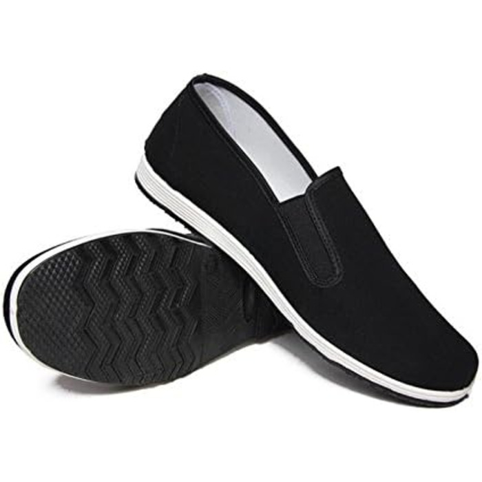 Традиційні китайські тапочки Пекінський стиль для Кунг-Фу та Тай-Чи, гумова підошва, унісекс, чорний, 46 EU