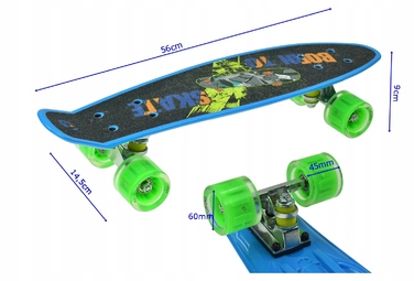 Скейтборд Aurora FB graffiti: 56 см, навантаження до 100 кг, колеса 60 мм 82A, підшипники ABEC-7