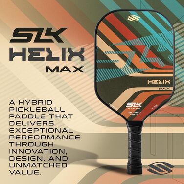 Преміальна ракетка для піклболу SLK Helix Pro 2024, гібридне покриття з карбону та скловолокна, термоформований карбоновий сердечник, неперевершений контроль, рифлена поверхня