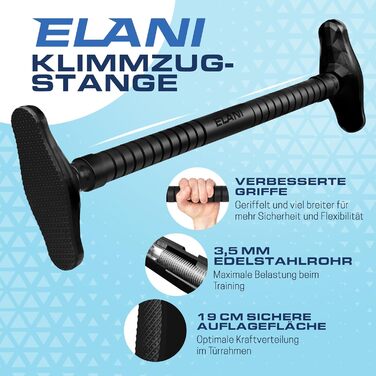 ELANI Турнік для дверей 70-90 см, без свердління, з фіксацією, до 300 кг, чорний, екологічний