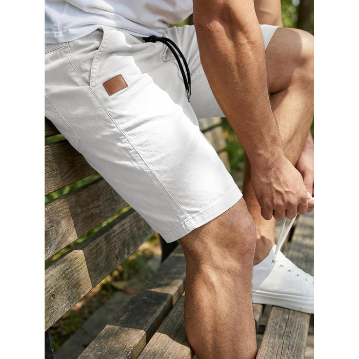 Чоловічі літні шорти-чинос JMIERR з бавовни, еластичний пояс та кишенями, білі, розмір 3XL