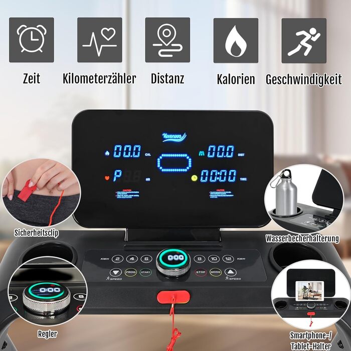 Бігова доріжка Novonova SY-T1507: 1-14 км/год, LED-дисплей, 12 програм, складаний