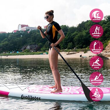 Надувний SUP-борд FunWater 10'6'-11'6' TIKI ROSA з аксесуарами: весло, насос, антиковзаюче EVA-покриття