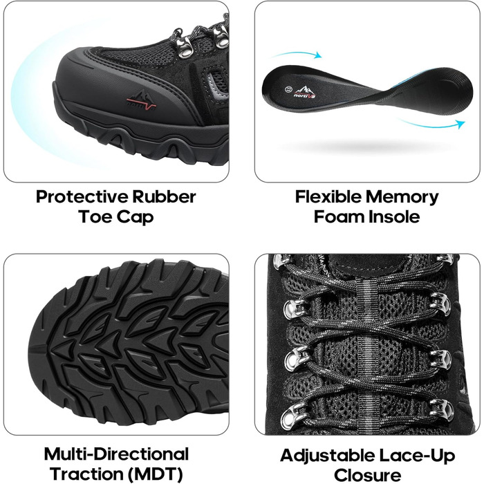 Чоловічі водонепроникні трекінгові черевики NORTIV 44 EU (Чорний, Сірий)