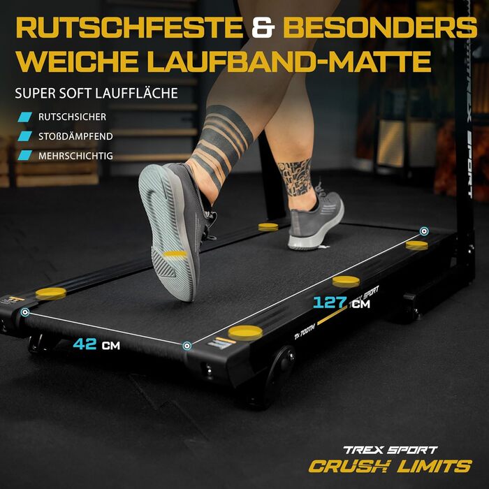 Електричний біговий тренажер TREX SPORT TX-700TM RUNVO | Складаний біговий тренажер з LCD-дисплеєм, потужність 2 PS, 15 програм