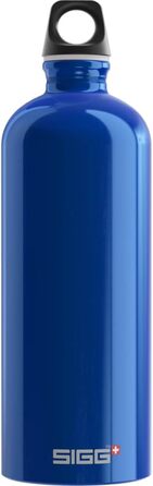 SIGG алюмінієва пляшка для води Traveller 1 л, легка, герметична, підходить для газованих напоїв, BPA-free, темно-синя, кліматично нейтральна