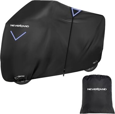 Накладна для мотоцикла NEVERLAND Outdoor, 295x110x140 см, 300D, водовідштовхувальна, з отворами для замка, світловідбиваюча, чорна, для мотоцикла, мопеда, скутера, ролера (XXXL)