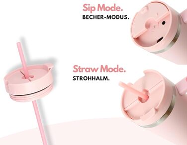 Термокружка Milu 1200 мл Blossom Pink з соломинкою та ручкою. Ізотермічна пляшка з нержавіючої сталі для напоїв (гарячі/холодні)