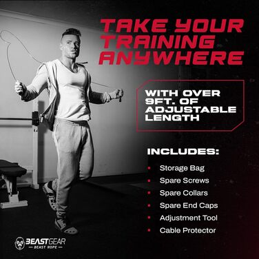Стрибкове канат Beast Gear: сталевий, легкий, регульований, для MMA, HIIT, чорний