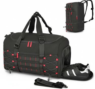 Чоловіча тактична спортивна сумка для подорожей та залу з окремим відділенням для взуття, універсальний дорожній рюкзак-вікенд