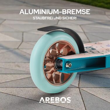 Трюковий самокат Arebos для дітей і дорослих, ABEC-9, алюмінієва гальмівна платформа, до 100 кг, з підніжкою