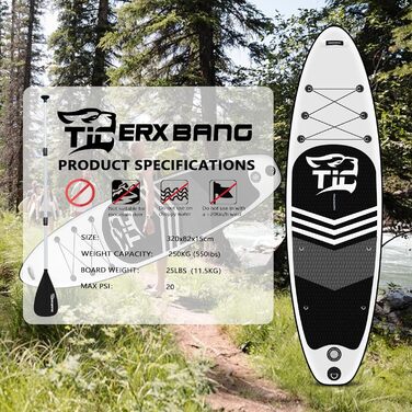 SUP дошка Tigerxbang надувна з повним комплектом аксесуарів для Stand Up Paddling
