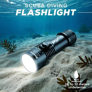 Ліхтар під водою WholeFire 8000 Lumen, IPX8, водонепроникний, 3 режими, акумуляторний, для плавання та дайвінгу