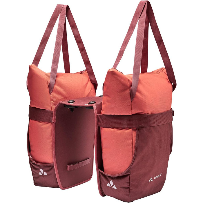 Велосумка VAUDE TwinShopper 44 л, зручна шопер-сумка, окреме використання, водонепроникна, з дощовиком, універсальний розмір, червона
