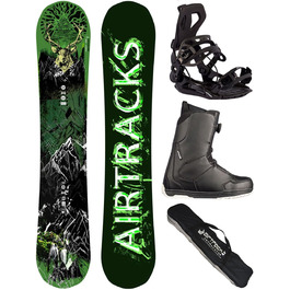 Чоловічий сноуборд-комплект Airtracks Forest King Carbon Wide Hybrid Rocker 153 см з кріпленнями Master, черевиками Master Atop 47 та сумкою, для фрірайду та фрістайлу