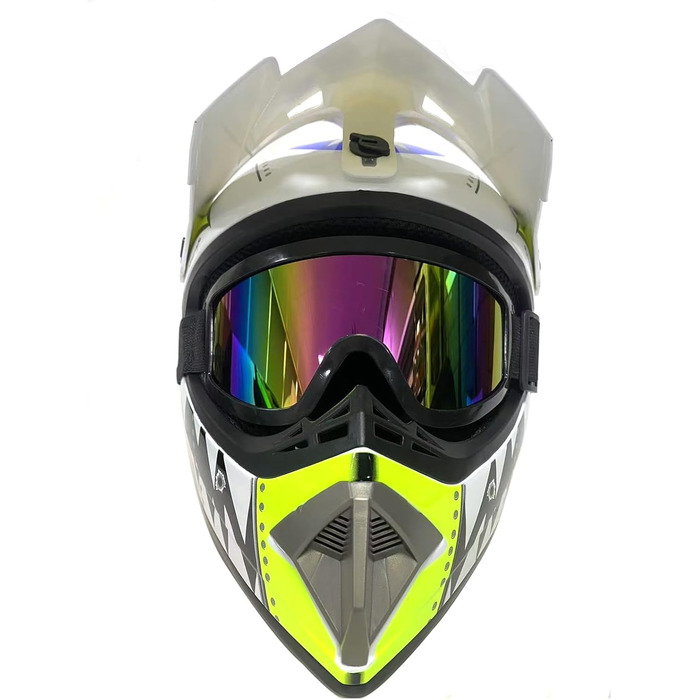 Шолом мотокрос MTB повний, для дітей та дорослих, з окулярами та рукавичками, білий (M 54~55см)