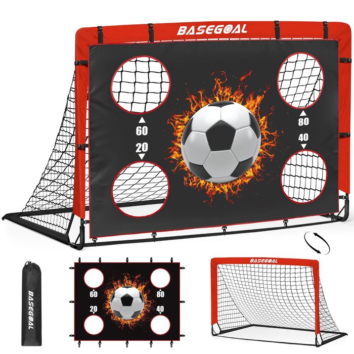 Дитячі футбольні ворота Klappbares Fußballtor 150x120 см з мішенню, 2-в-1 для саду та пляжу, з сумкою та анкерами