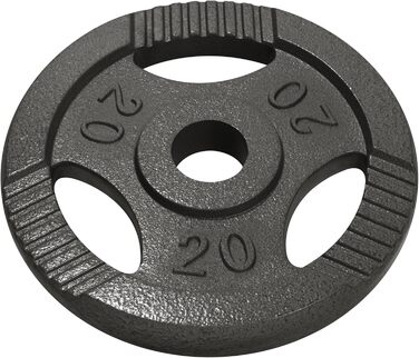Олімпійські диски для штанги GORILLA SPORTS, 1,25-20 кг, чавунні, Tri-Grip, 50 мм, сріблясті