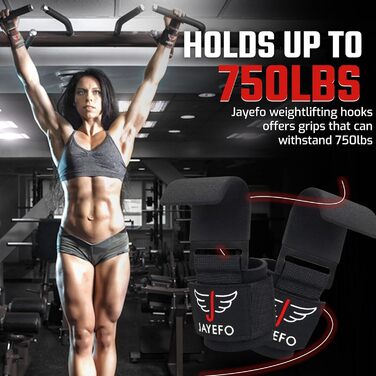 Набори гаків для тяги та ремені для важкої атлетики Jayefo - гаки для підтягувань, ремені для чоловіків, чорний, стандартний розмір