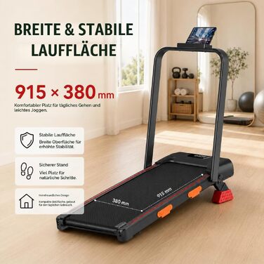 Складана бігова доріжка для дому та офісу 3.0HP з нахилом 10%, Walking Pad з LED-дисплеєм та пультом керування, до 10 км/год, макс. навантаження 136 кг