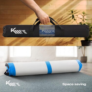 Надувна гімнастична матка Airtrack 5м: фітнес-мат для тренувань, з насосом та сумкою, стійка до УФ, блакитна