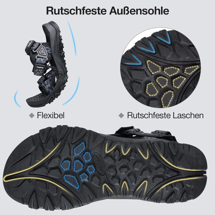 Чоловічі сандалі для трекінгу та пляжу Blau 41 EU: Нековзні, зручні спортивні сандалі