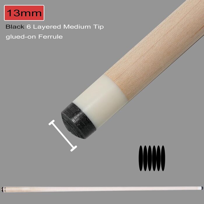 Більярдний кий Scorpion з канадського клена, 147,3 см, низька вага, професійний, 553-595 г