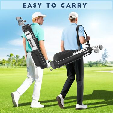 Сумка для гольфу Findway на штативі, з регульованими плечовими ременями, 2-х секційна, 2 кишені, легка, для чоловіків та жінок (Чорний)