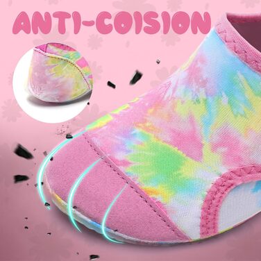 Дитячі шльопанці для басейну WateLves: аквашузи для хлопчиків та дівчаток, швидко сохнуть, підошва не слизька (30/31 EU, Рожевий Tiedye)