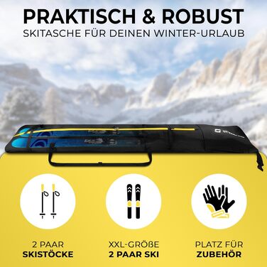 Чохол для лиж STYNGARD KITZBÜHEL (2 пари) - XXL, чорно-жовтий, водонепроникний