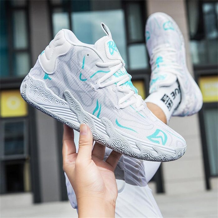 Баскетбольні кросівки для чоловіків та жінок. Високі, антиковзкі, для занять спортом та ходьби. Розмір 39 EU, білі