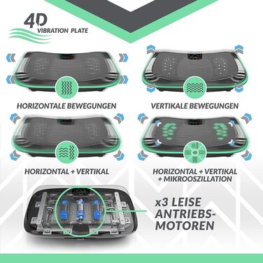 4D вібраційна платформа з 3 потужними тихими моторами, магнітотерапія, масаж, вигнутий дизайн, Bluetooth 4.0, вібрація й осциляція